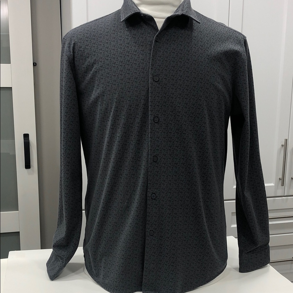 Louis Philippe Dark Gray Patterned Shirt